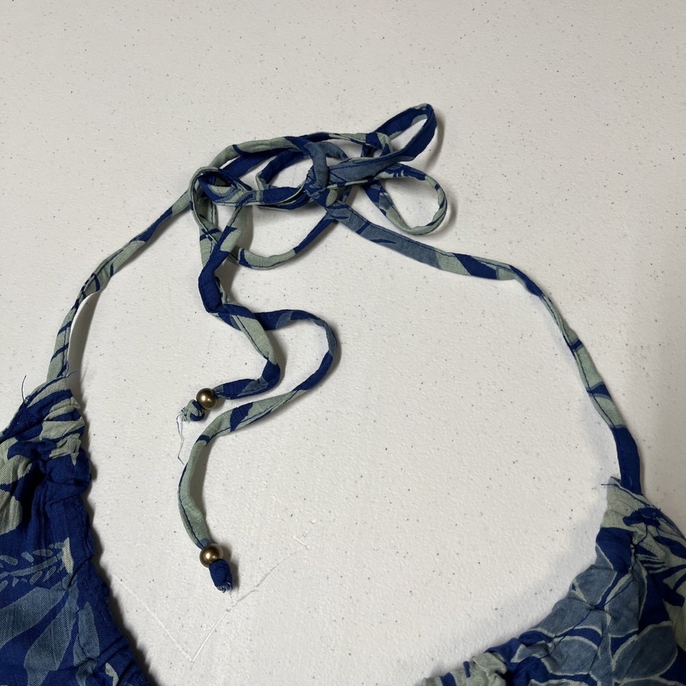 Angie Dress Blue Floral Babydoll Halter Tiered Maxi Size M Tropical Vacation - Picture 12 of 16